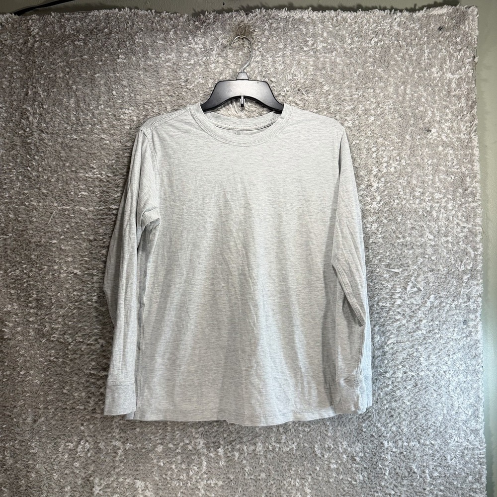 Lululemon Gray Heathered Long Sleeve Activewear Crew Neck Top